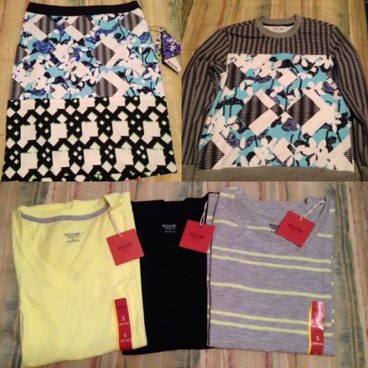 Top Left: (Peter Pilotto for Target Pencil Skirt), Top Right (Peter Pilotto for Target Sweatshirt) Bottom (Mossimo Supply Co. Tanks)